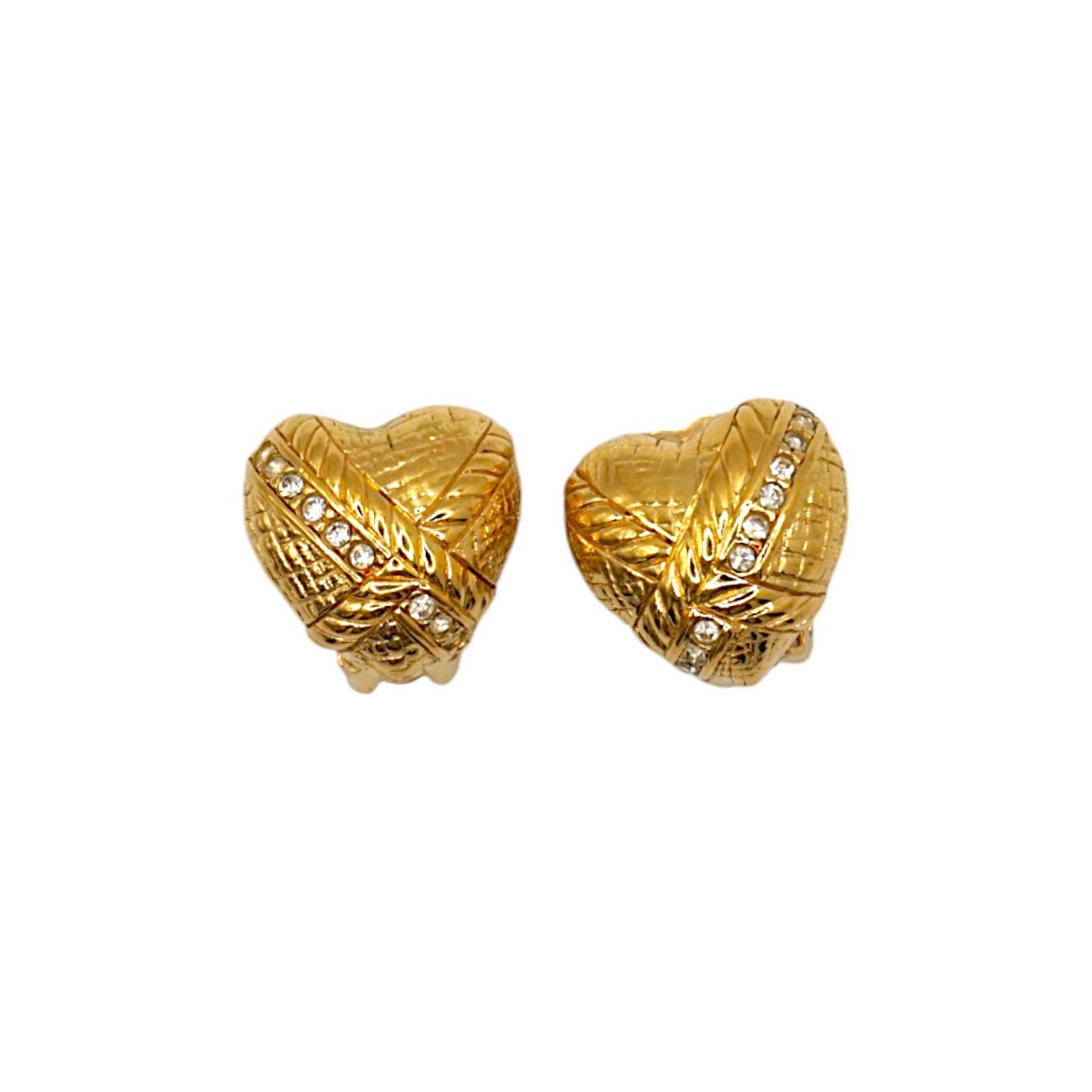 Christian Dior Vintage Small Gold Heart Earrings