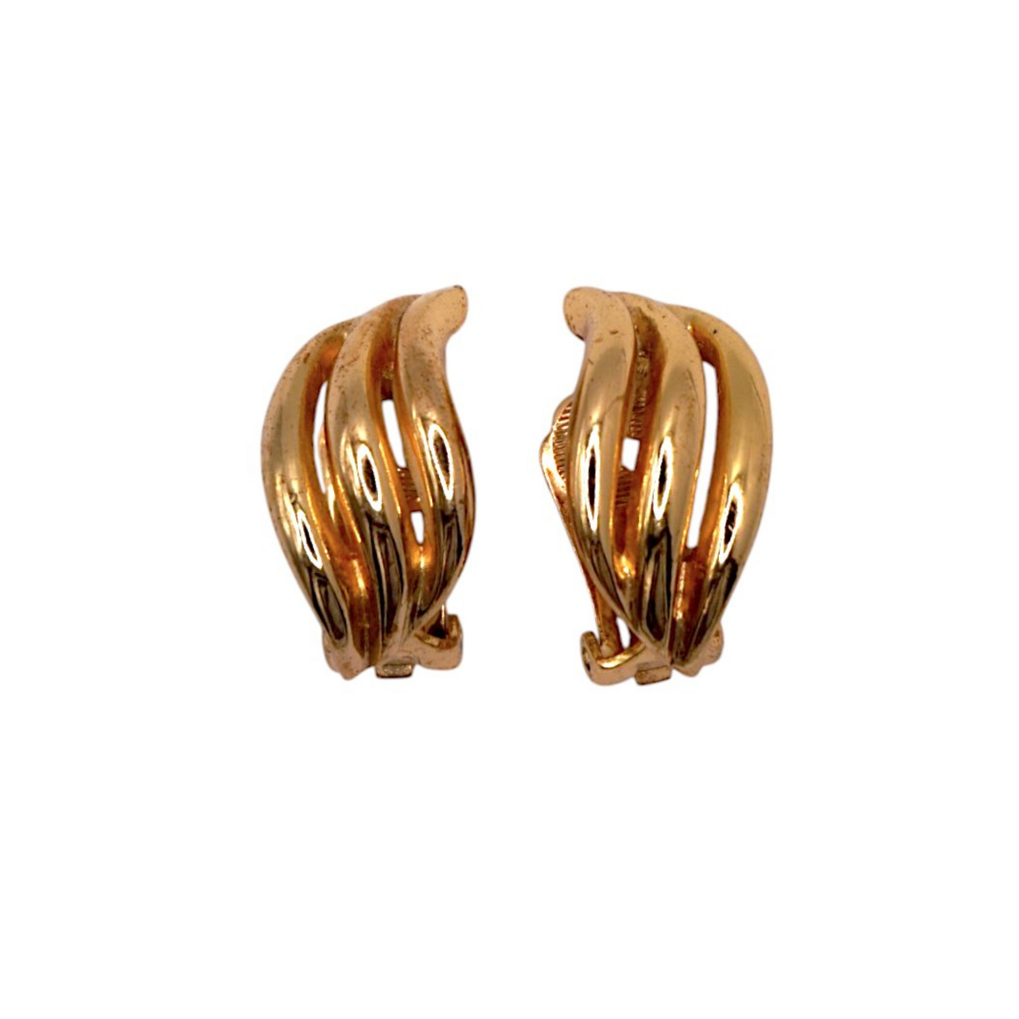 Christian Dior Vintage Gold Swirl Earrings