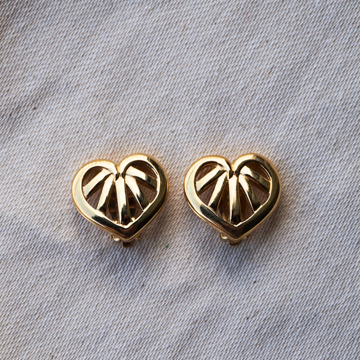 Givenchy Vintage Rare Gold Heart Earrings