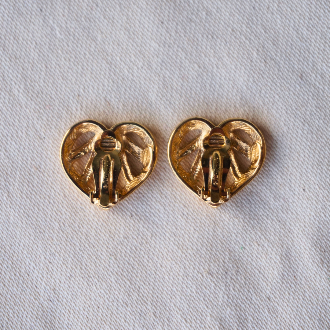 Givenchy Vintage Rare Gold Heart Earrings