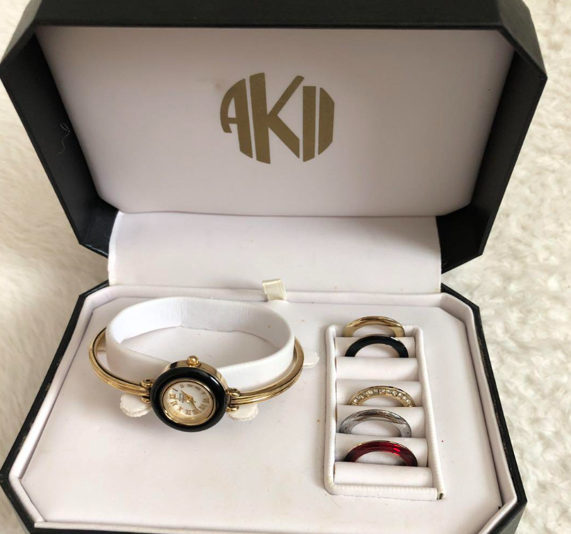 Anne Klein Vintage Changeable Gold Bezel Bangle Watch