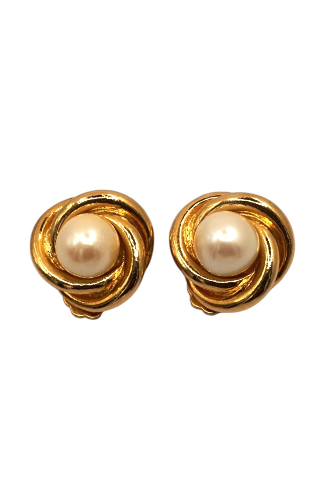 Large Gold and Pearl Twist Earrings from a Rediscovered Vintage Collection